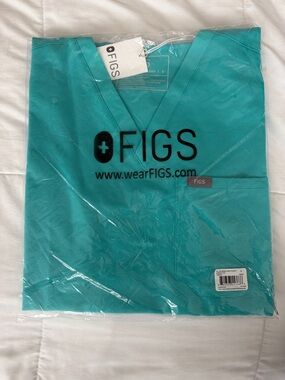 Figs Teal V-Neck Medical Scrub Top
